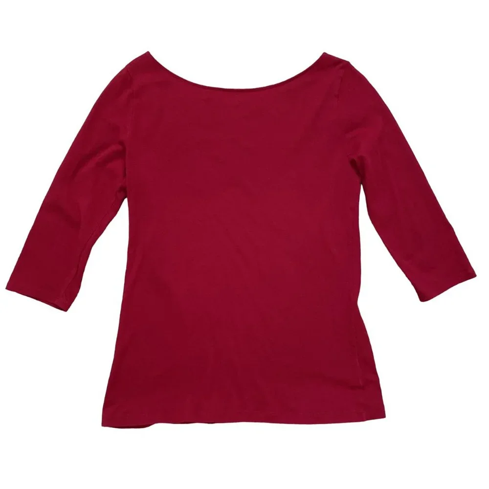 Ann Taylor LOFT red top with flower applique size small women - Picture 2 of 4